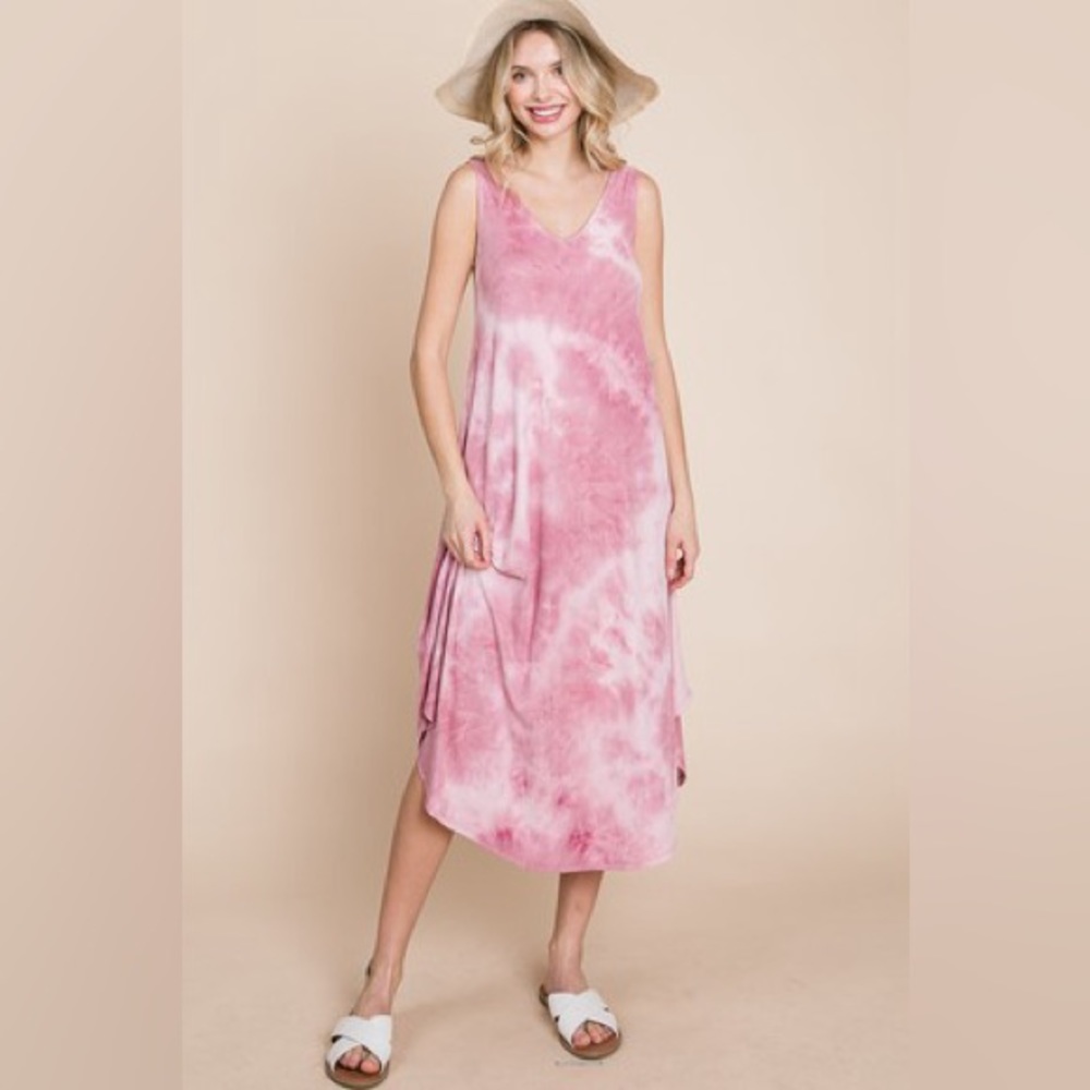 Plus size pink tie dye dress